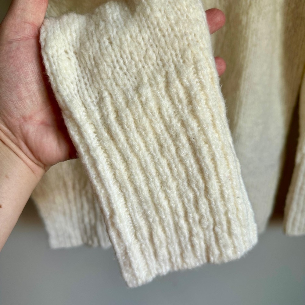 Vince Sweater Womens XS Ivory Wool Blend Mock Neck Ribbed‎ Chunky Knit NWT - Picture 3 of 10